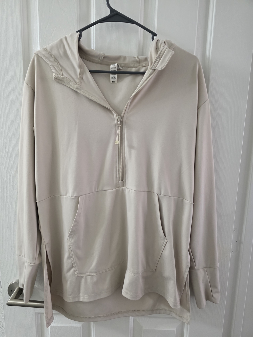 Light Beige Half-Zip Hoodie Pullover